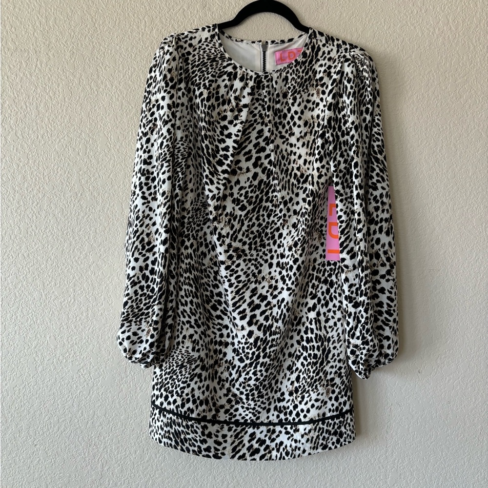 LDT Tan Cheetah Print‎ Sheath Midi Date Dress Lined Women’s Size 2 NWT